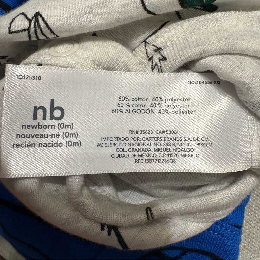 NWT Carter's Newborn 4 Piece Gray/Blue/Green Animal/Stripe Print Bodysuits - Picture 7 of 8